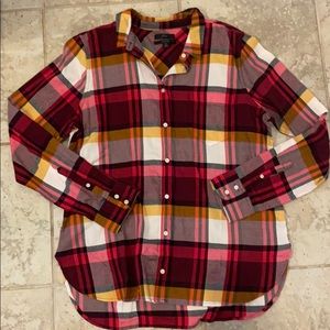 J. Crew red/white/yellow flannel button down